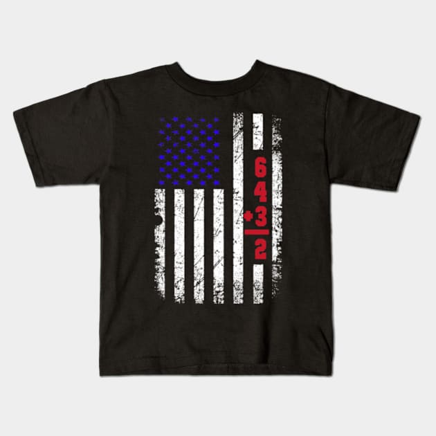 Baseball Lover 6+4+3=2 American Flag Baseball Kids T-Shirt by credittee